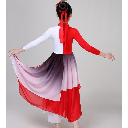 Girls red Hanfu traditional classical dance dresses fairy princess drama cosply dress chinese folk dance costumes